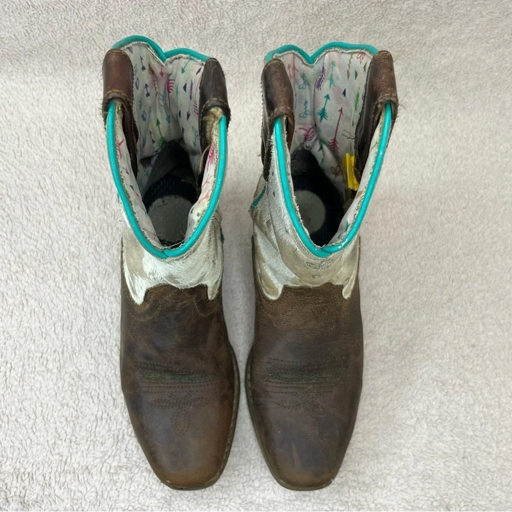 Dan Post Rumi Leather & Calf Hair Western Cowgirl Boots-Kids 13-Brown/Multicolor